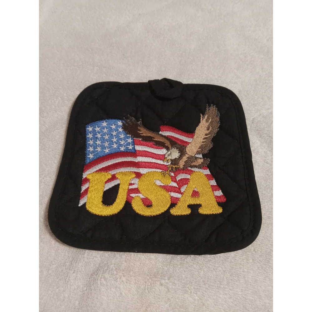 USA Eagle American Flag Potholder Quilted‎ Hot Pad Patriotic Kitchen Decor